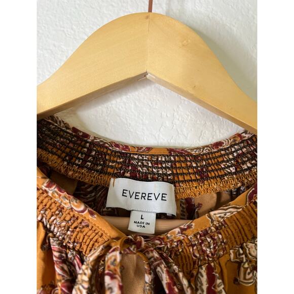 Evereve Britta Border Long Sleeve Blouse Size Large Boho Global Chic - Picture 2 of 5